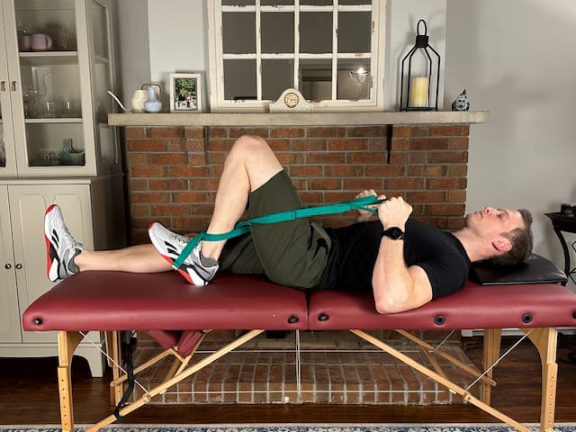 Heel slides for MCL rehab; restores knee flexion range of motion