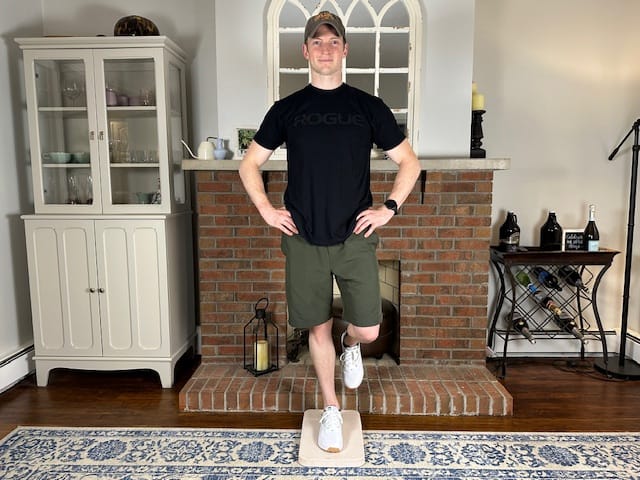 Single-leg stance for MCL sprain; enhances balance and stability